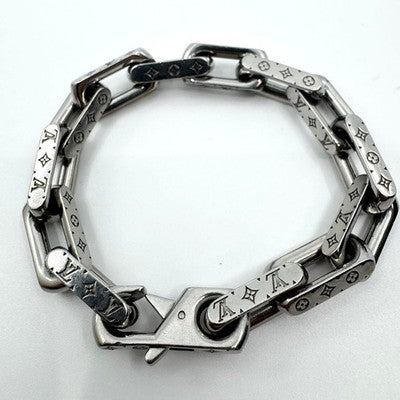 LOUIS VUITTON COLLIER CHAIN MONOGRAM BRACELET SILVER METAL MEN LUXURY AUTHENTIC