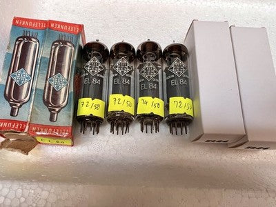 TELEFUNKEN EL84 VACUUM TUBES MADE IN GERMANY - SET OF 4 - TESTED WORKING