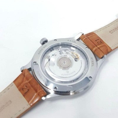 JUNGHANS 027/4781.00 MEN'S WATCH ROUND FACE JAPAN MADE LEATHER BELT DIAL: SILVER