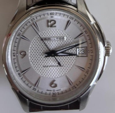 HAMILTON JAZZMASTER VIEWMATIC H324550 AUTOMATIC SILVER DIAL DATE WATCH AS IS