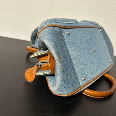 CHRISTIAN DIOR BY GALLIANO DENIM HAND BAG BLUE CD LOGO AUTHENTIC JAPAN