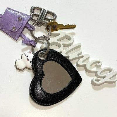 BALENCIAGA Le City Heart Charm Keyring Lilac/Black Used From Japan