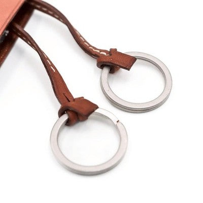 HERMES CLOCETTE KEY RING NECKLACE BROWN LEATHER SILVER LOGO MARGIELA ERA W/BOX