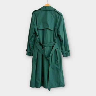 BURBERRY DOUBLE GUN FLAPS TRENCH COAT GREEN LIMITED EDITION MEN'S SIZE 46 L