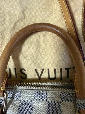 LOUIS VUITTON DAMIER AZUR SPEEDY BANDOUILIERE 25 SHOULDER BAG W/STORAGE BAG