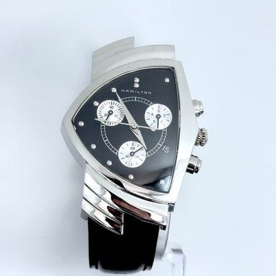 HAMILTON VENTURA CHRONOGRAPH 6345 QUARTZ BLACK DIAL STEEL MEN'S LADIES WATCH