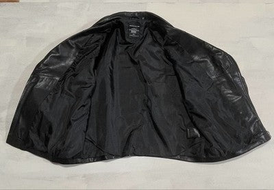 ART COMES FIRST LEATHER RIDER JACKET EARLY-ERA PUNK HAND-PAINTED BLACK SIZE 40