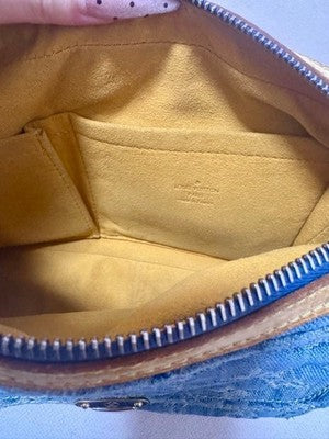 LOUIS VUITTON MONOGRAM DENIM BUM BAG/ WAIST BAG/BODY BAG, BLUE, GENUINE, FRANCE