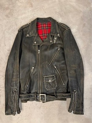 UNDERCOVER 04AW BUT BEAUTIFUL PERIOD STUDS DOUBLE RIDERS JACKET L LEATHER USED