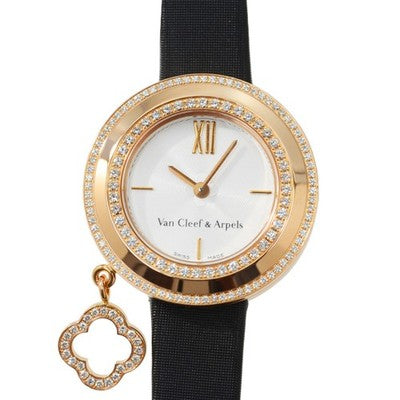 VAN CLEEF & ARPELS CHARM CLOVER MINI WATCH VCARO29800 QUARTZ K18 PINK GOLD