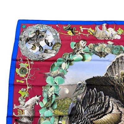HERMES CARRE 90 KERMIT OLIVER TEXAS WILDLIFE SILK SCARF RARE FRANCE AUTHENTIC