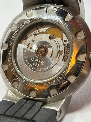 ORIS 7522-41 AUTOMATIC DAY DATE SILVER DIAL RUBBER STRAP MEN'S WATCH SWISS