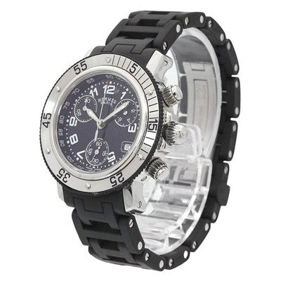 HERMES CLIPPER DIVER CL2 315 CHRONOGRAPH LADIES WRISTWATCH DATE DISPLAY, BLACK