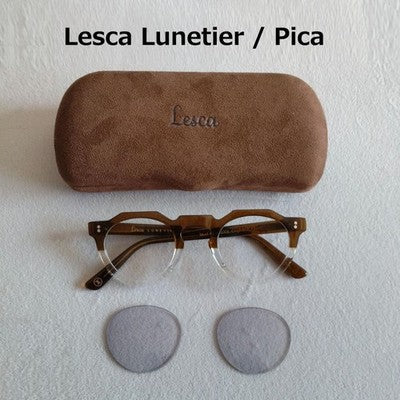 LESCA LUNETIER PICA CROWN PANTO COGNAC CRYSTAL GLASSES SUNGLASSES 44□25-145 EU