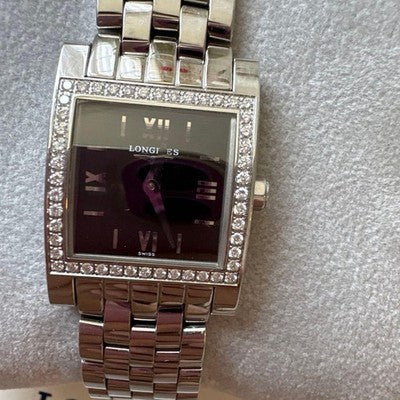 LONGINES DOLCEVITA L5.161.0 DIAMOND BEZEL LADIES WATCH QUARTZ SILVER BLACK WOMEN