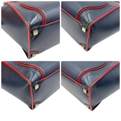 CELINE LUGGAGE MICRO SHOPPER TOTE BICOLOR LEATHER NAVY RED HANDBAG