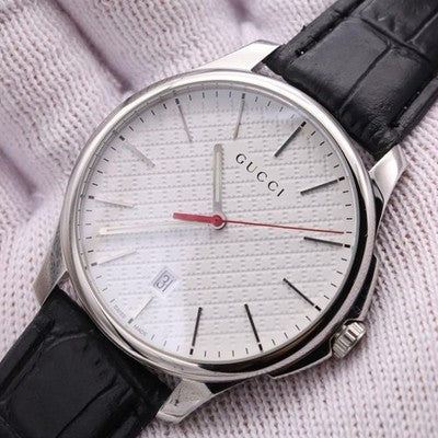 GUCCI 126.3 G-TIMELESS WATCH, GUILLOCHÉ DIAL, WORKING, NEW BATTERY, APPROX. 40M
