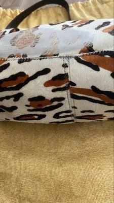 FENDI MAMMA BUCKET SHOULDER BAG, LEOPARD PRINT, CALF HAIR, WOMEN'S FASHION