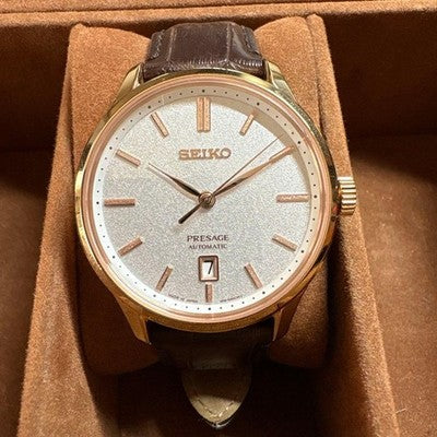 SEIKO PRESAGE SARY142 AUTOMATIC PINK GOLD WHITE DIAL 4R35 JAPAN MEN WATCH BOXED