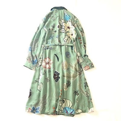 GUCCI KRIS KNIGHT FLORA SILK DRESS 2-WAY COLLAR BELTED WOMEN SIZE 42 JAPAN
