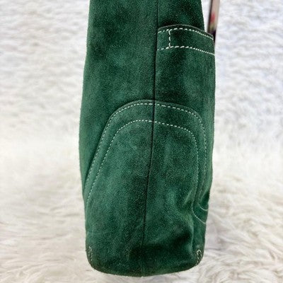 COACH OLD COACH SUEDE HOBO ONE SHOULDER BAG GREEN LEATHER TASSEL BAG