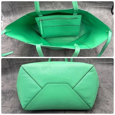 CELINE CABAS PHANTOM TOTE BAG GREEN ALL LEATHER LARGE SHOULDER BAG