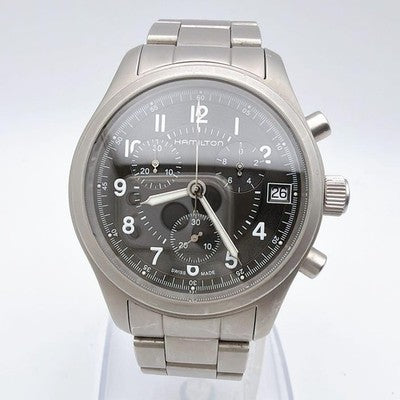 HAMILTON KHAKI CHRONOGRAPH DATE BLACK DIAL QUARTZ MENS WATCH H685820 NEW BATTERY