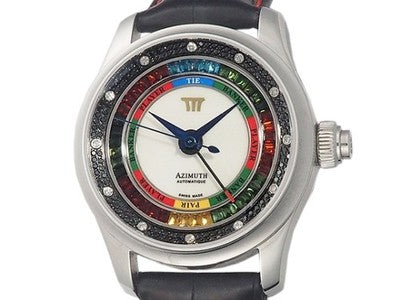 AZIMUTH GRAND BACCARAT MARINA BAY SANDS 42MM DIAMOND BLACK SS WRISTWATCH USED