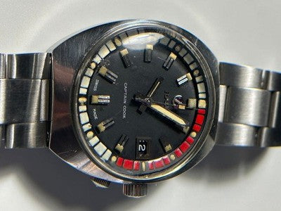 RADO CAPTAIN COOK 11773-2 AUTOMATIC MENS DIVER WATCH ROTATING BEZEL SS BLACK