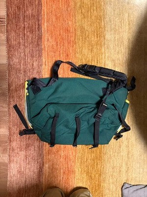 FREIGHT BAGGAGE MESSENGER BAG GREEN YELLOW HANDMADE SAN FRANCISCO RARE