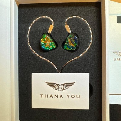 EMPIRE EARS VALKYRIE WIRED IEM EARPHONES GREEN BLACK TRIANGLE DESIGN WITH BOX