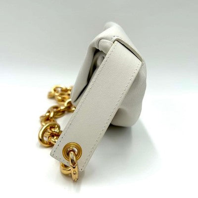 BOTTEGA VENETA THE POUCH CHAIN SHOULDER BODY BAG WHITE LAMBSKIN ITALY