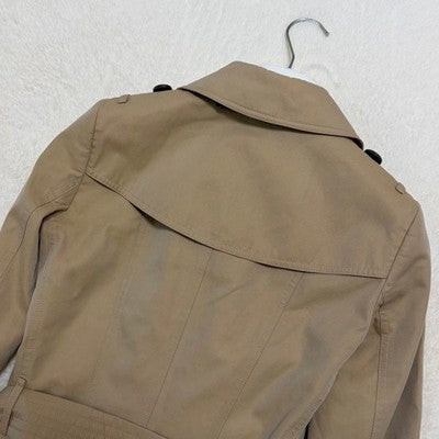 BURBERRY THE CHELSEA TRENCH COAT JACKET BLOUSON WOMEN SIZE US 2 NOVA PLAID BEIGE