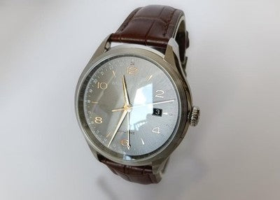 BAUME&MERCIER MEN'S WATCH CLIFTON DUAL TIME MOA10111 AUTOMATIC SS LEATHER DATE