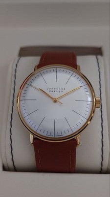 JUNGHANS HAND-WOUND MEN'S WRISTWATCH ROUND FACE GERMAN MADE DIAL OFF-WHITE