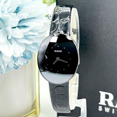 RADO ESENZA 964.0492.3 QUARTZ BLACK DIAL OVAL CASE 24MM WOMEN'S VINTAGE WATCH