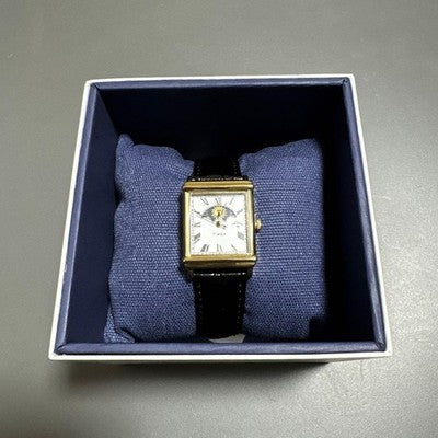 NOAH X TIMEX SUN AND MOON WATCH BLACK CROCODILE EMBOSSED LEATHER STRAP