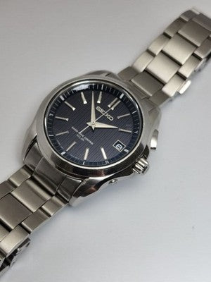SEIKO BRIGHTZ SAGZ083 7B24-0AF0 SOLAR RADIO BLUE DIAL VERTICAL STRIPE MENS WATCH