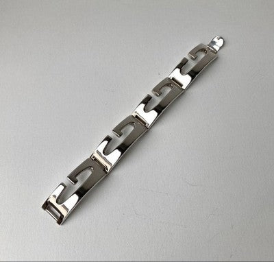 GUCCI G LOGO ROUND G SILVER WIDE BANGLE BRACELET AG925