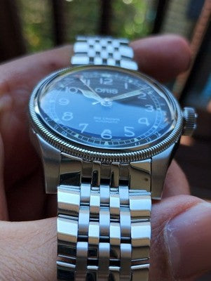 ORIS BIG CROWN POINTER DATE AUTOMATIC WATCH GRAY DIAL BOXED RARE LUXURY