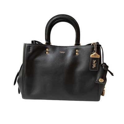 COACH ROGUE BAG 31 BLACK LEATHER 2WAY SHOULDER HANDBAG WITH STRAPS BOX AUTHENTIC