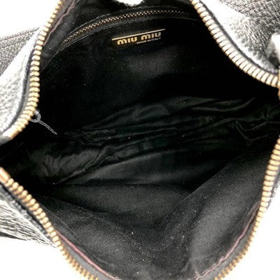 MIU MIU BLACK LEATHER SHOULDER BAG TURN LOCK GOLD HARDWARE NERO WITH CARD