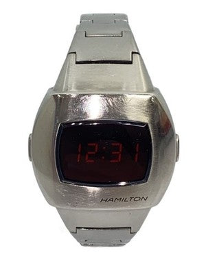 HAMILTON PSR H523040 BLACK DIAL STAINLESS STEEL QUARTZ DIGITAL WATCH USED