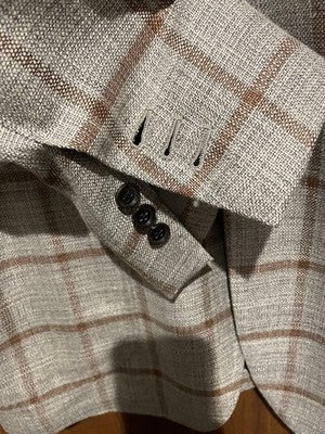 RING JACKET MEISTER 206 GRAY BROWN CHECK SINGLE JACKET JP SIZE 48 FROM JAPAN