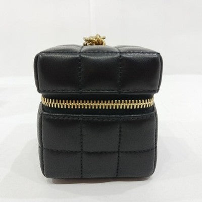 YVES SAINT LAURENT QUILTED LEATHER ACCESSORY POUCH BLACK YSL MINI BAG UNUSED