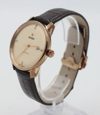 RADO COUPOLE CLASSIC 763.3861.2 AUTOMATIC 8P DIAMOND DATE MEN'S LEATHER WATCH