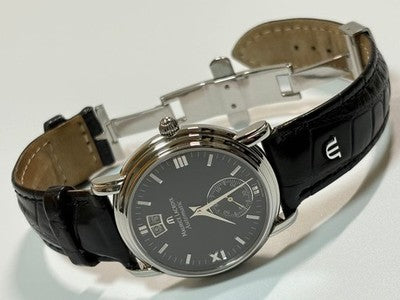 MAURICE LACROIX MASTERPIECE 58789 AUTOMATIC BLACK DIAL LEATHER STRAP WATCH