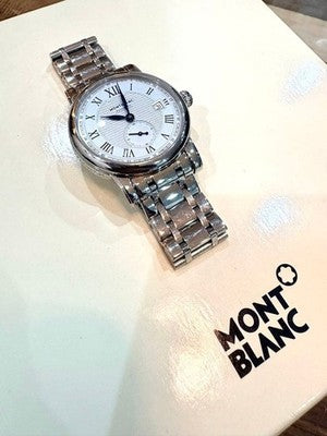 MONTBLANC STAR ROMAN SMALL SECONDS DATE AUTOMATIC WATCH SS SILVER DIAL 39MM