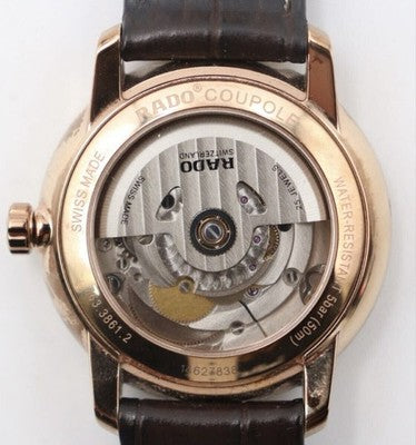 RADO COUPOLE CLASSIC 763.3861.2 AUTOMATIC 8P DIAMOND DATE MEN'S LEATHER WATCH