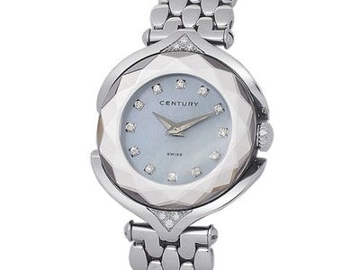 CENTURY AFFINITY WITH GENUINE DIAMONDS 632.7.S.22.16.SK SHELL DIAL SS WATCH USED